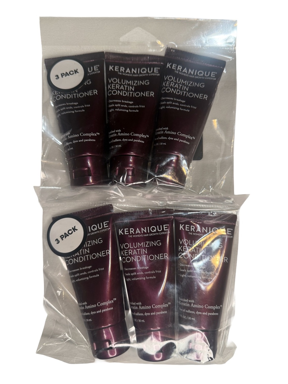 Keranique Volumizing Keratin Conditioner Mini 30ml Lot of 2 Packs 180ml NWT